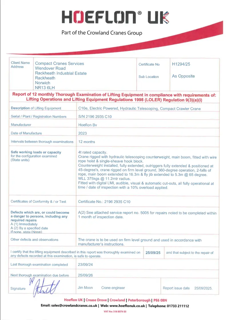 C10 Cert 1 2025
